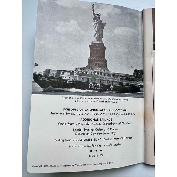 VTG 1959 Around Manhattan Island CIRCLE LINE Cruise Guide New York City - Picture 5 of 8